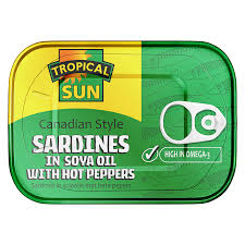 Tropical Sun Canadian Style Sardines in Soya Oil with Hot Peppers 106g